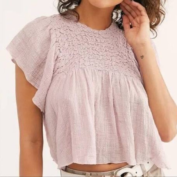 Free People Tops - Free People Light Pink Textured Top size Large